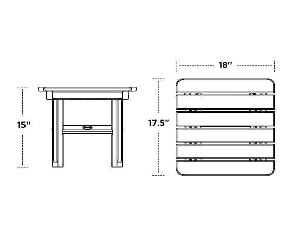 POLYWOOD® Square 18" Folding Side Table - ST1818 End Table POLYWOOD®