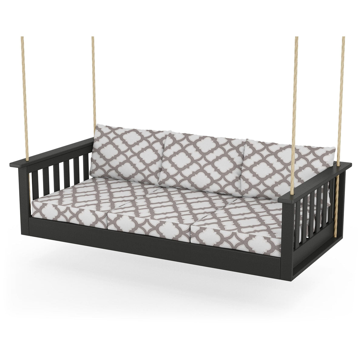 Vineyard Daybed Swing - Black / Trellis Grey Mist