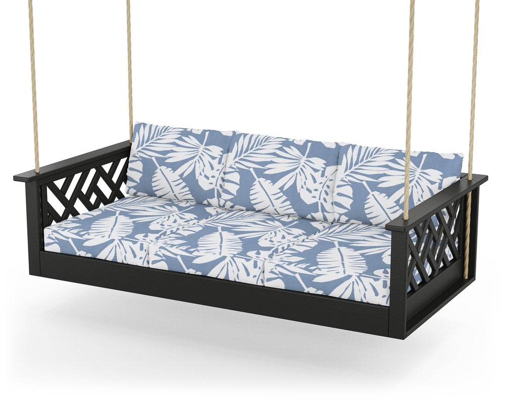 Chippendale Daybed Swing - Black / Leaf Sky Blue