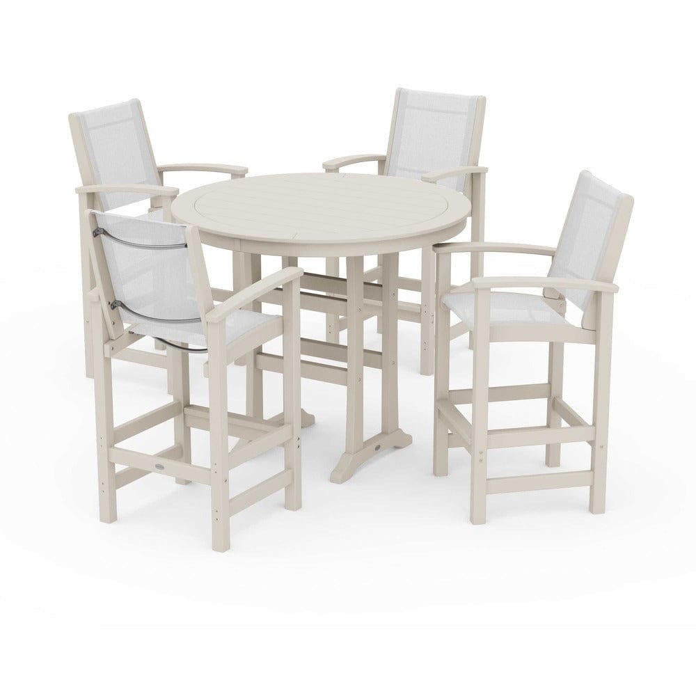 POLYWOOD® - Coastal 5-Piece Nautical Trestle Bar Set - PWS304 Outdoor Furniture POLYWOOD®