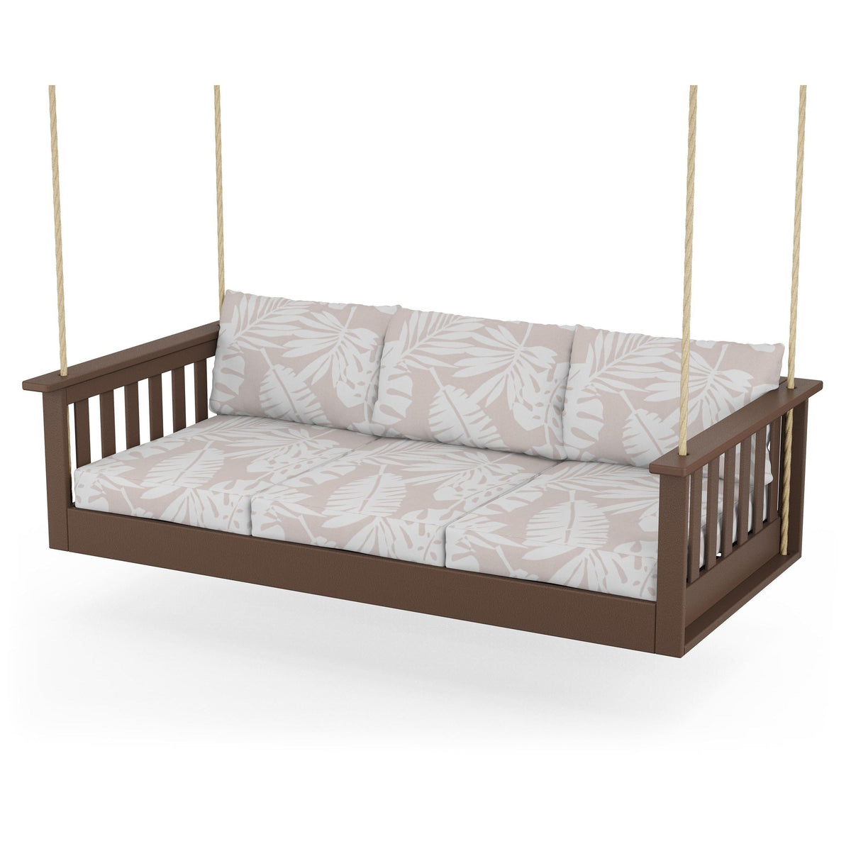 Vineyard Daybed Swing - Mahogany / Leaf Dune Burlap