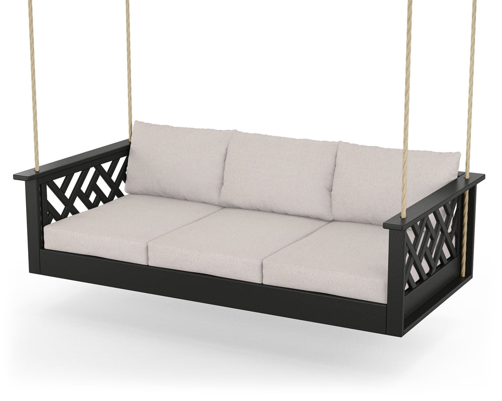 Chippendale Daybed Swing - Black / Dune Burlap