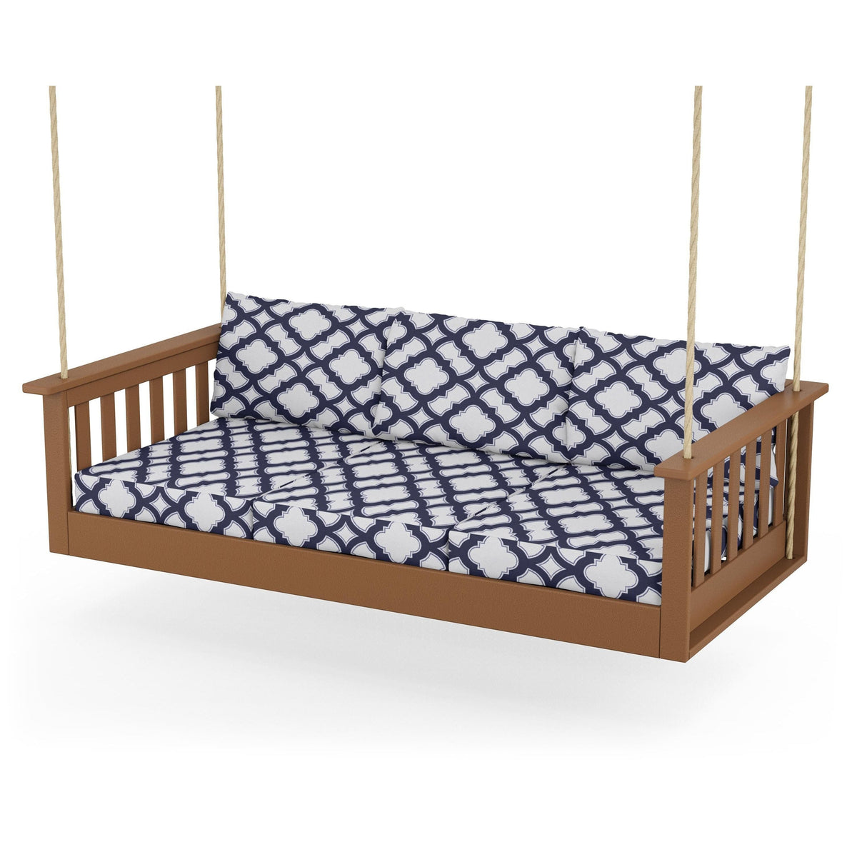 Vineyard Daybed Swing - Teak / Trellis Navy
