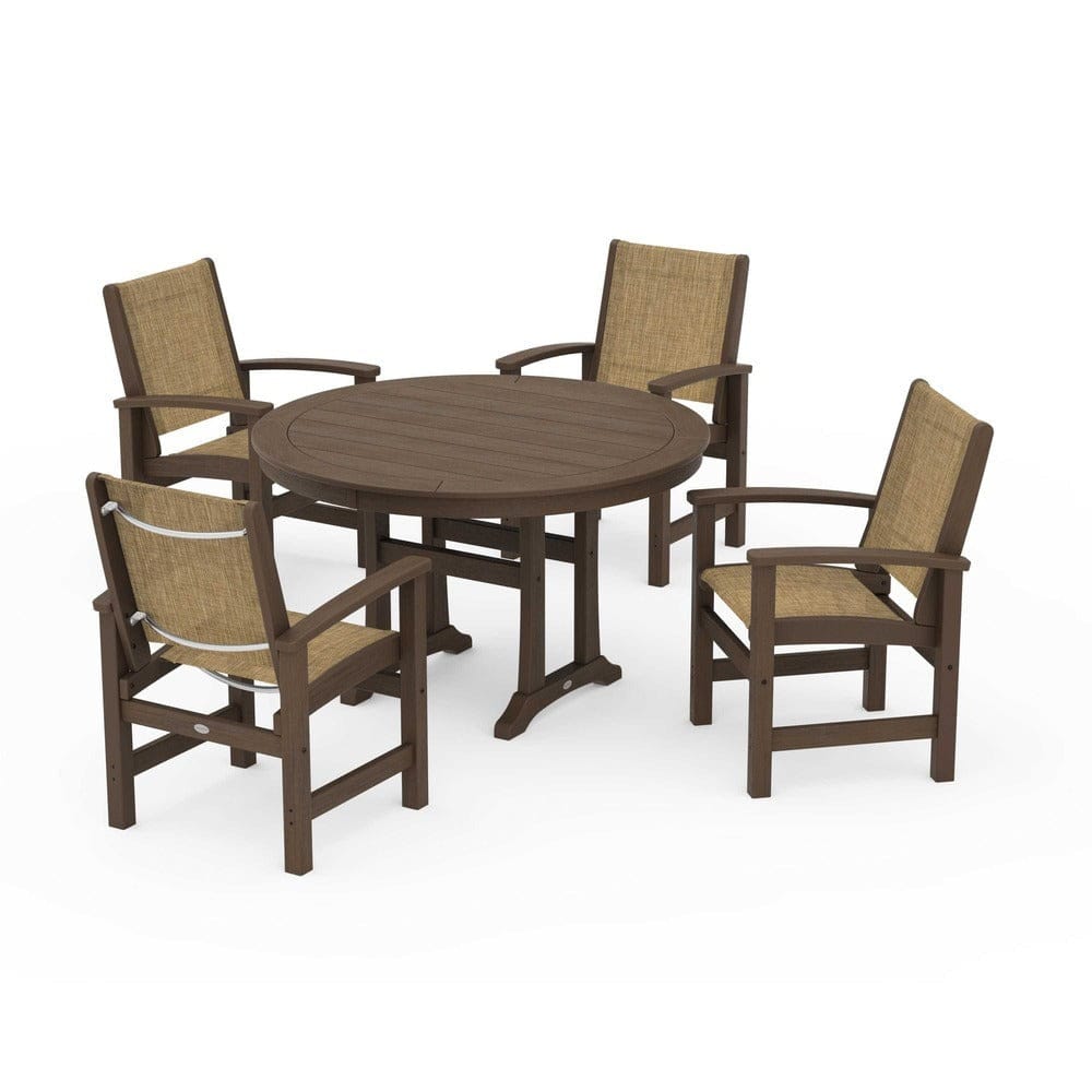 POLYWOOD® - Coastal 5-Piece Round Dining Set with Trestle Legs - PWS1119