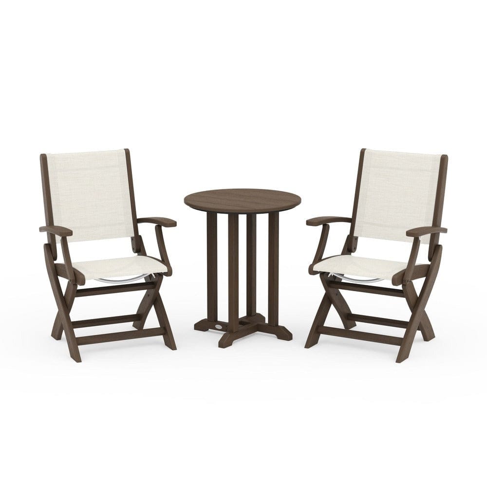 POLYWOOD® - Coastal Folding 3-Piece Round Bistro Dining Set - PWS1295