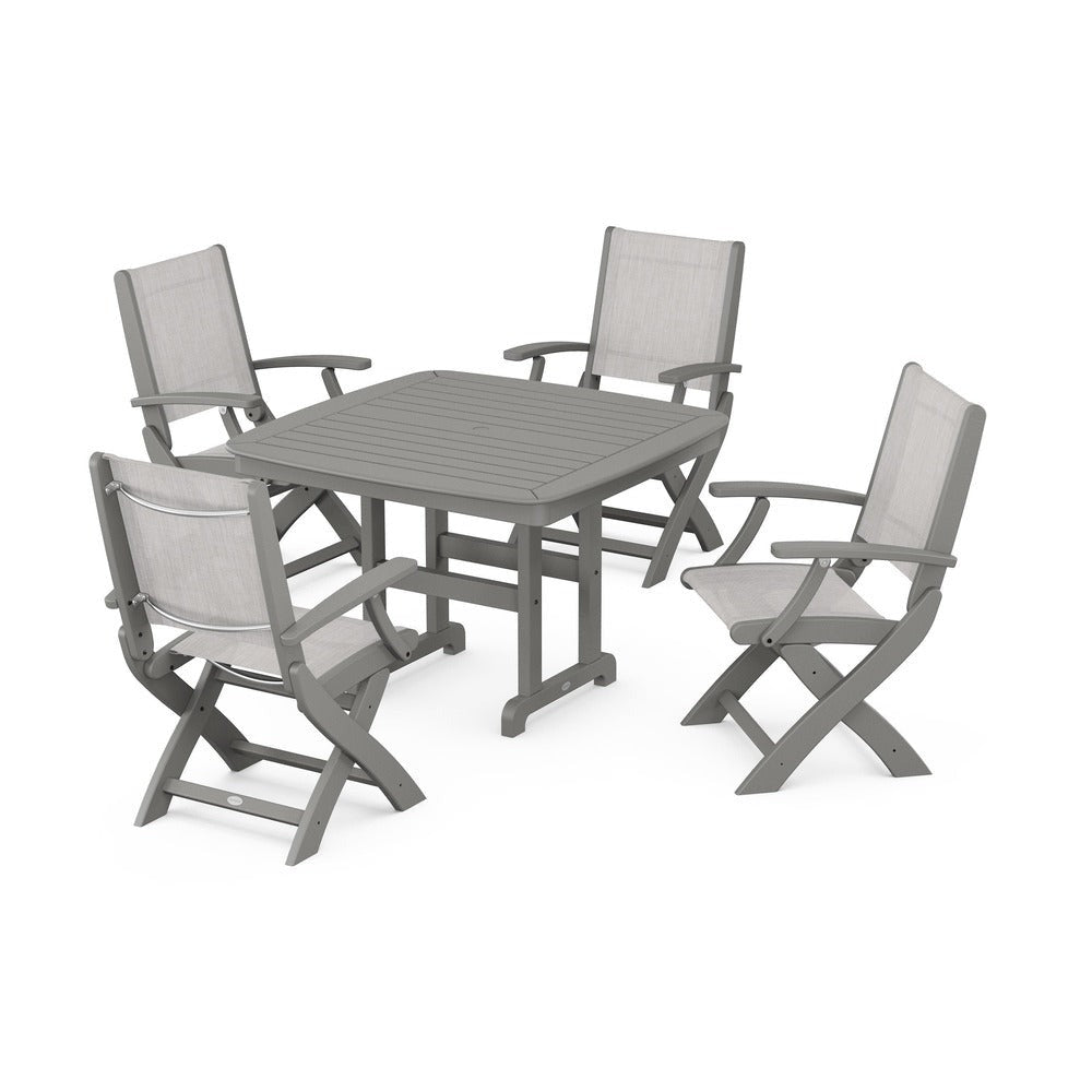 POLYWOOD® - Coastal Folding Chair 5-Piece Dining Set - PWS915