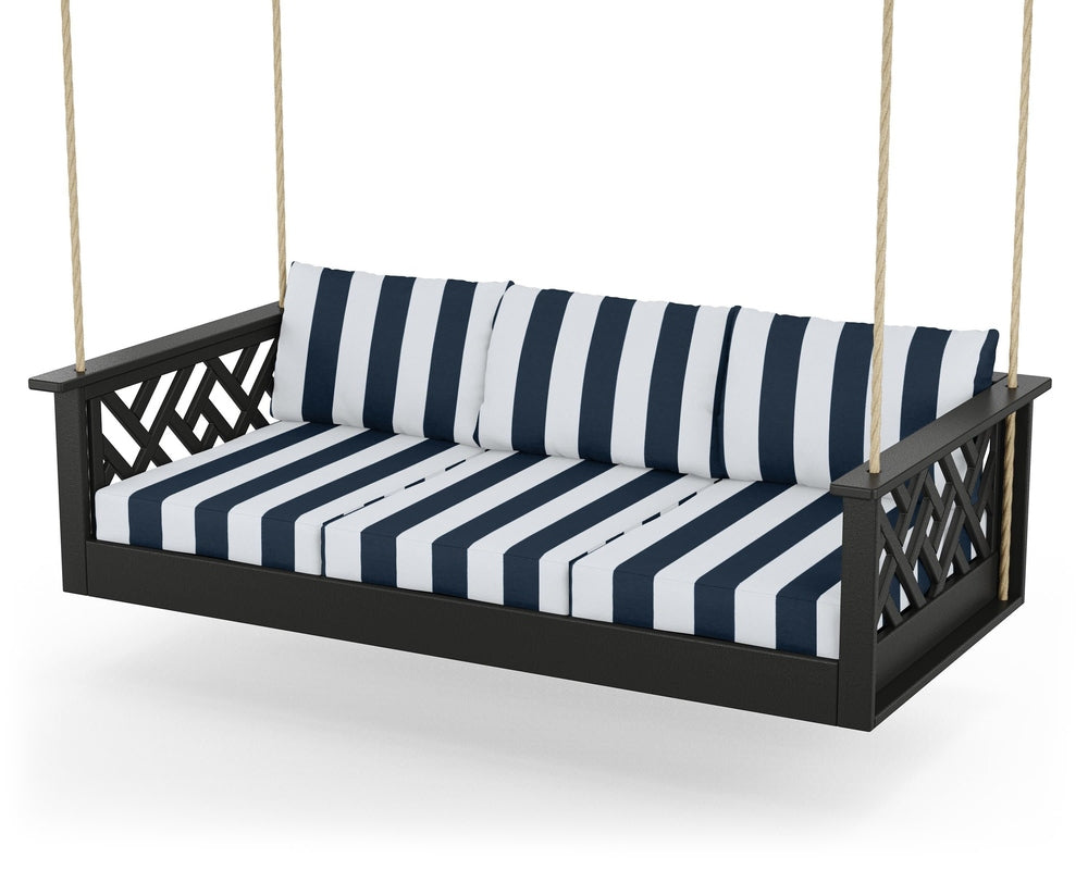 Chippendale Daybed Swing - Black / Cabana Stripe Marine Indigo