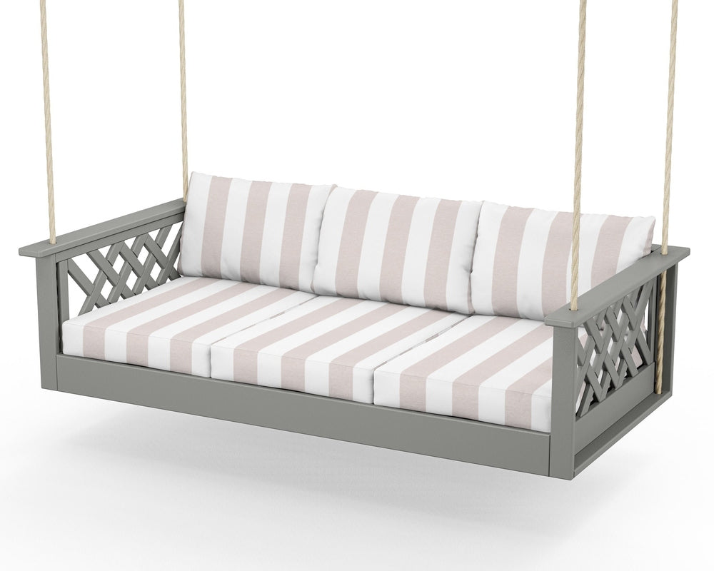 Wovendale Daybed Swing - Slate Grey / Cabana Stripe Dune Burlap