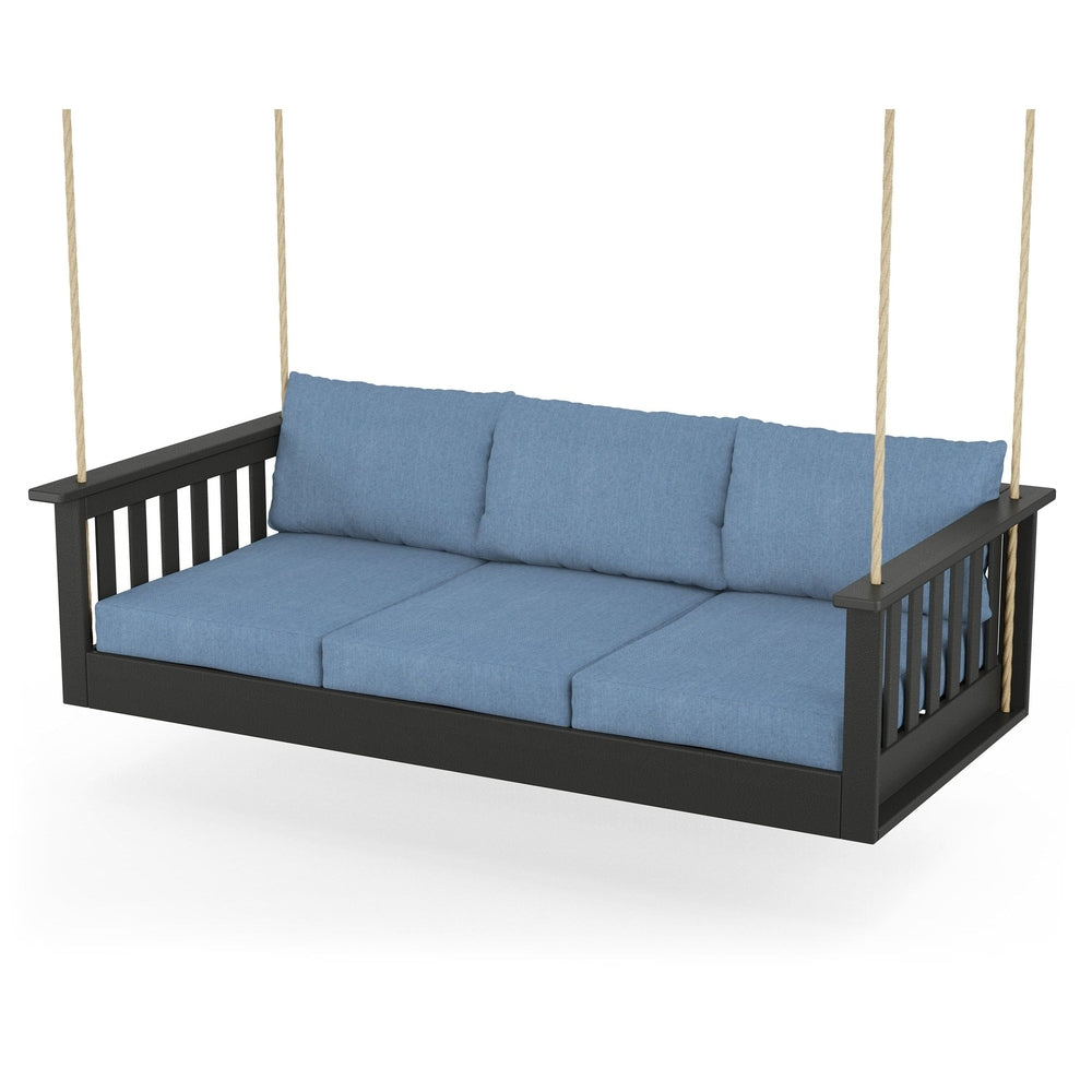 Vineyard Daybed Swing - Black / Sky Blue