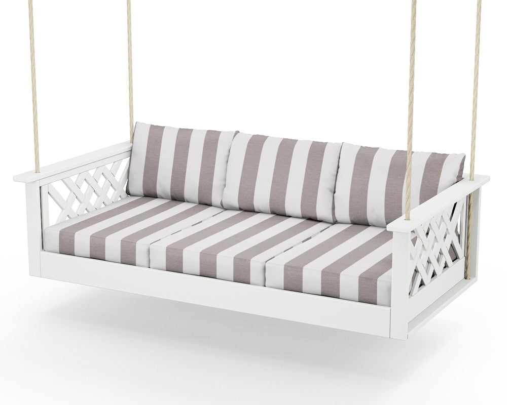 Wovendale Daybed Swing - White / Cabana Stripe Grey Mist