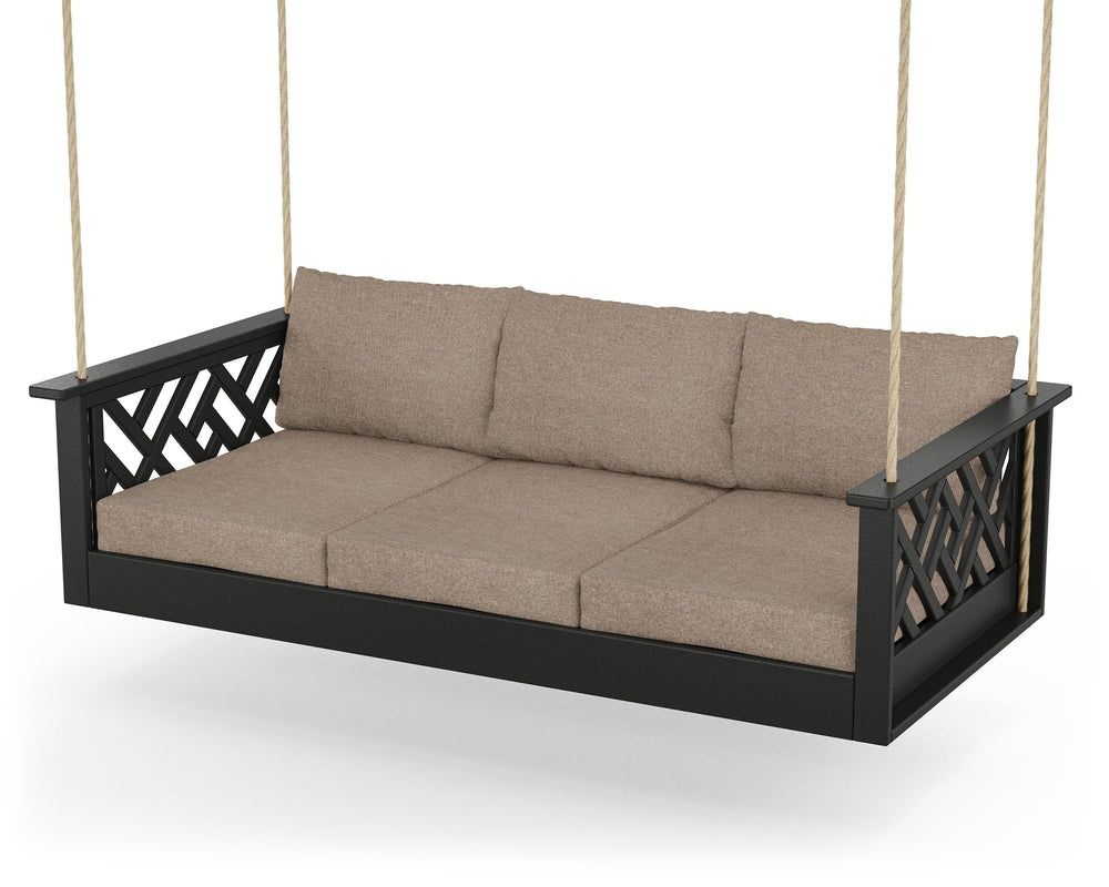 Chippendale Daybed Swing - Black / Spiced Burlap