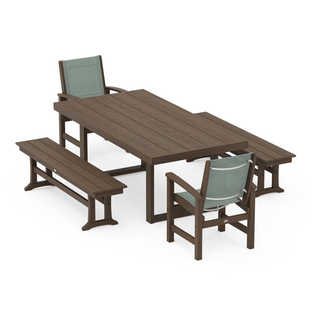 POLYWOOD® - Coastal 5-Piece Dining Set with Trestle Legs - PWS870