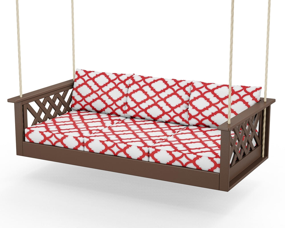 Wovendale Daybed Swing - Mahogany / Trellis Crimson
