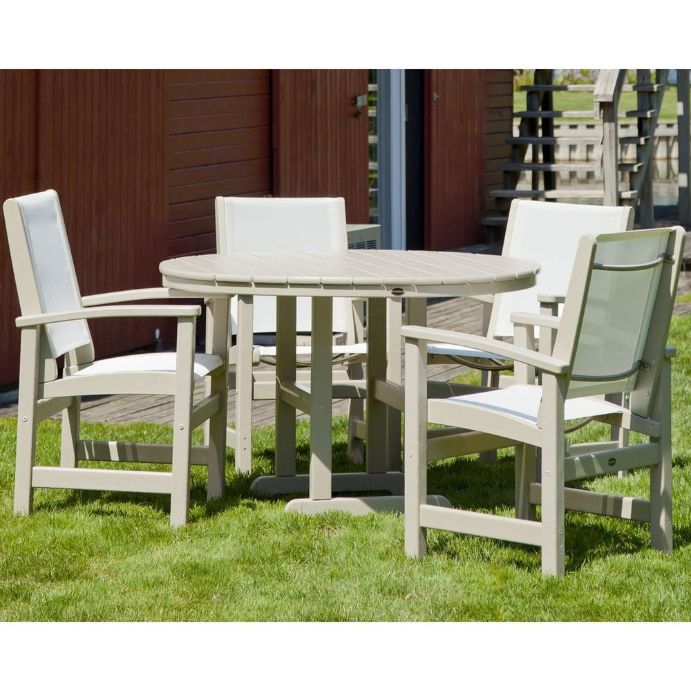 POLYWOOD® - Coastal 5-Piece Round Farmhouse Dining Set - PWS155 Outdoor Furniture POLYWOOD®