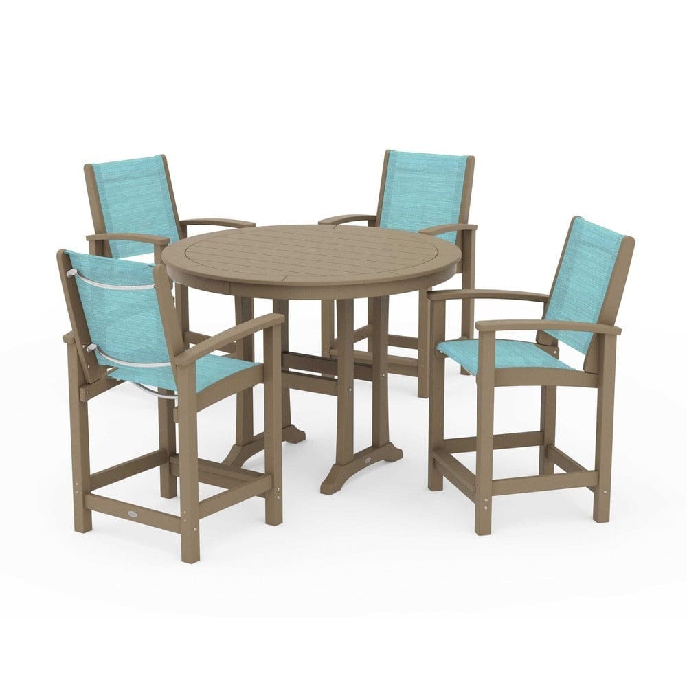 POLYWOOD® - Coastal 5-Piece Counter Set - PWS319 Outdoor Furniture POLYWOOD®