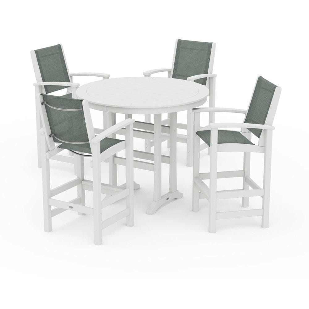 POLYWOOD® - Coastal 5-Piece Nautical Trestle Bar Set - PWS304 Outdoor Furniture POLYWOOD®
