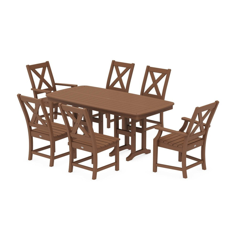 POLYWOOD® Braxton 7-Piece Dining Set - Teak PWS1258-1-TE