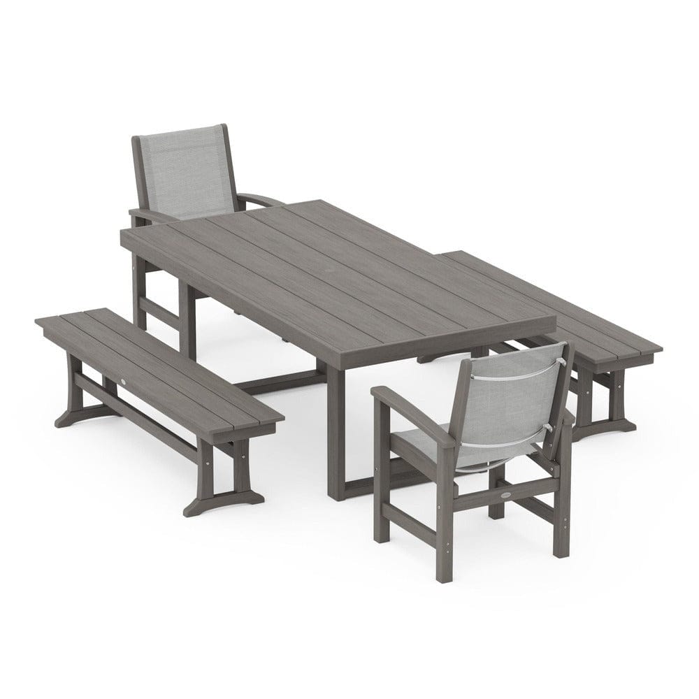 POLYWOOD® - Coastal 5-Piece Dining Set with Trestle Legs - PWS870