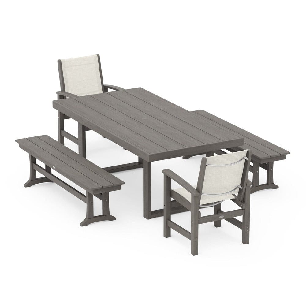 POLYWOOD® - Coastal 5-Piece Dining Set with Trestle Legs - PWS870 Outdoor Furniture POLYWOOD®