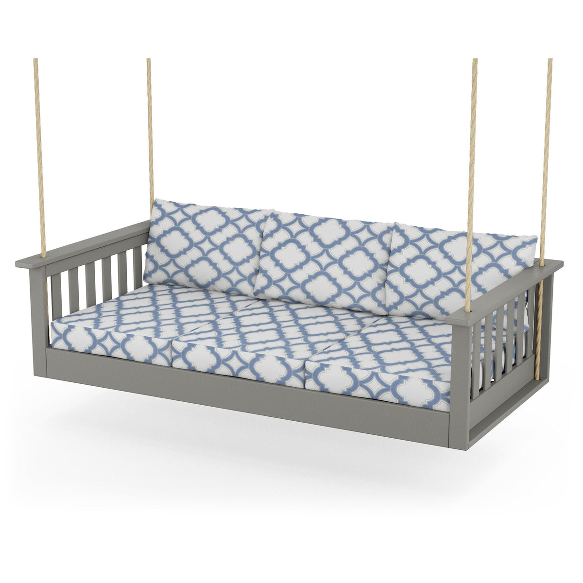 Vineyard Daybed Swing - Slate Grey / Trellis Sky Blue
