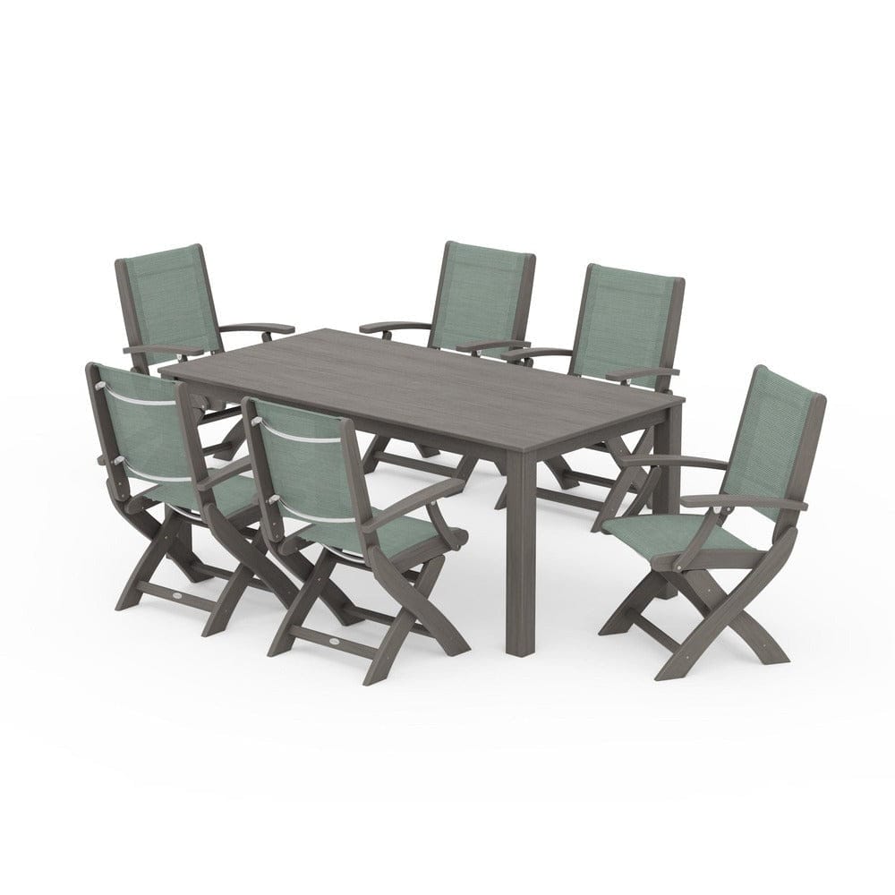 POLYWOOD® - Coastal Folding Chair 7-Piece Parsons Dining Set - PWS2271