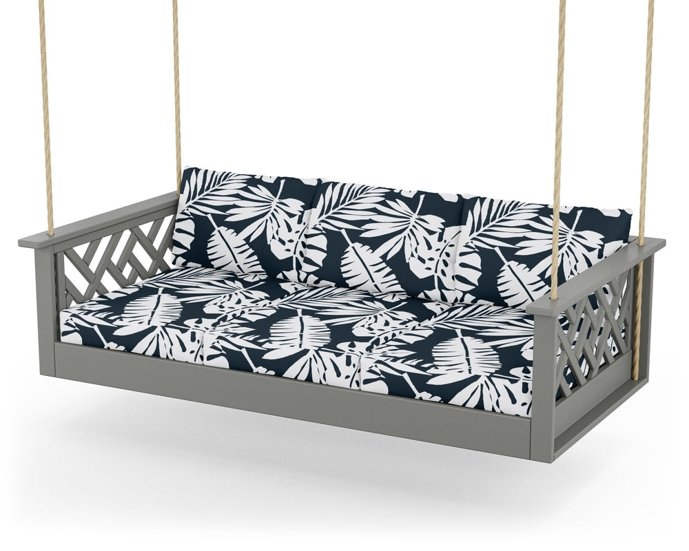 Chippendale Daybed Swing - Slate Grey / Leaf Marine Indigo