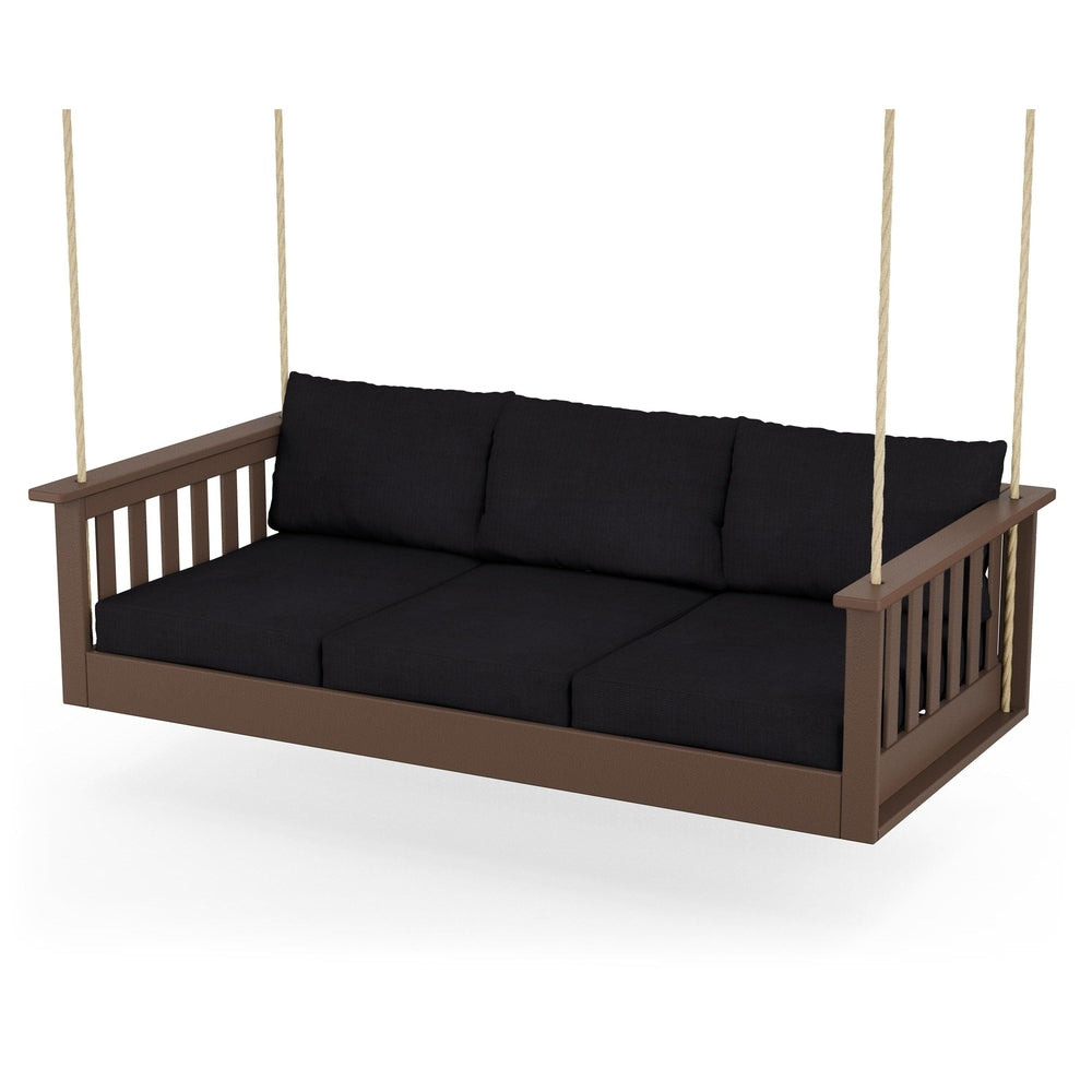 Vineyard Daybed Swing - Mahogany / Midnight Linen