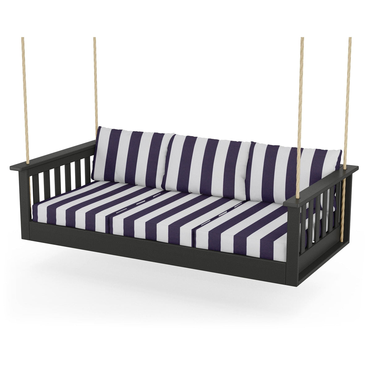 Vineyard Daybed Swing - Black / Cabana Stripe Navy