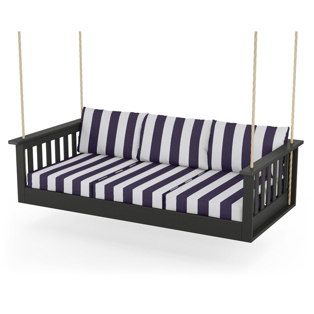 Vineyard Daybed Swing - Black / Cabana Stripe Navy