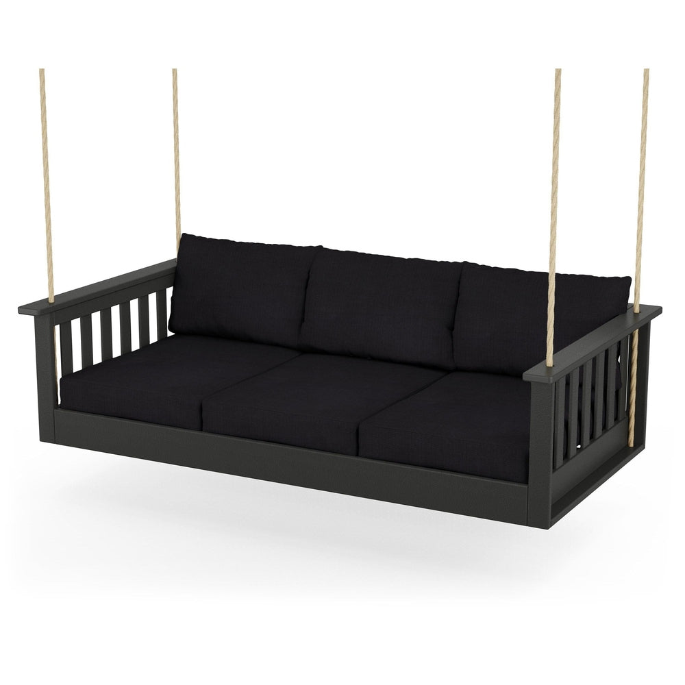 Vineyard Daybed Swing - Black / Midnight Linen