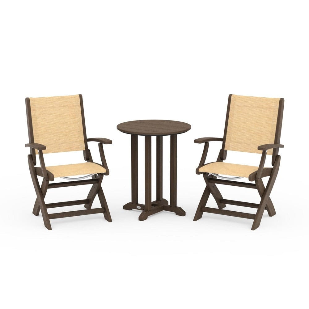 POLYWOOD® - Coastal Folding 3-Piece Round Bistro Dining Set - PWS1295
