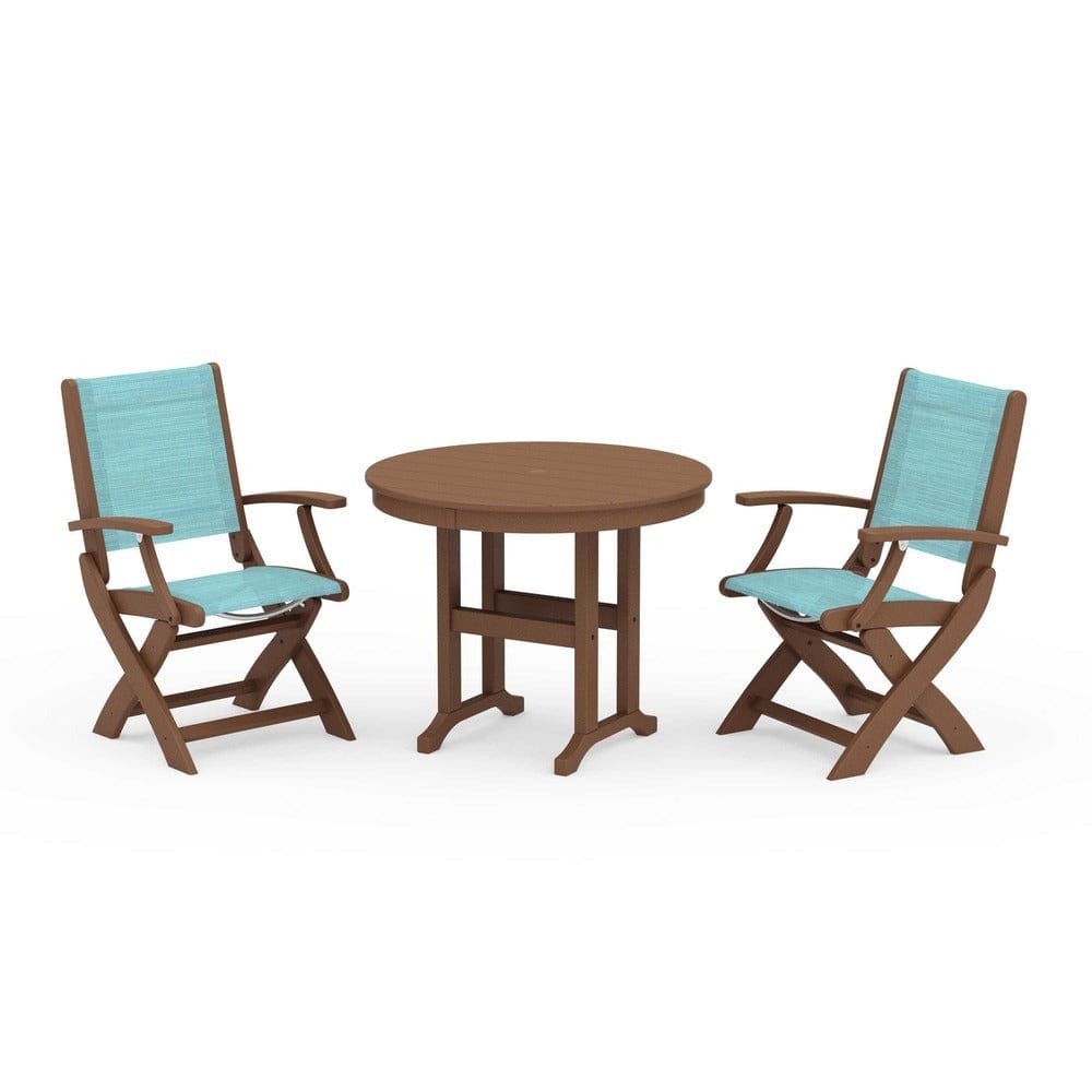 POLYWOOD® - Coastal Folding Chair 3-Piece Round Dining Set - PWS1328