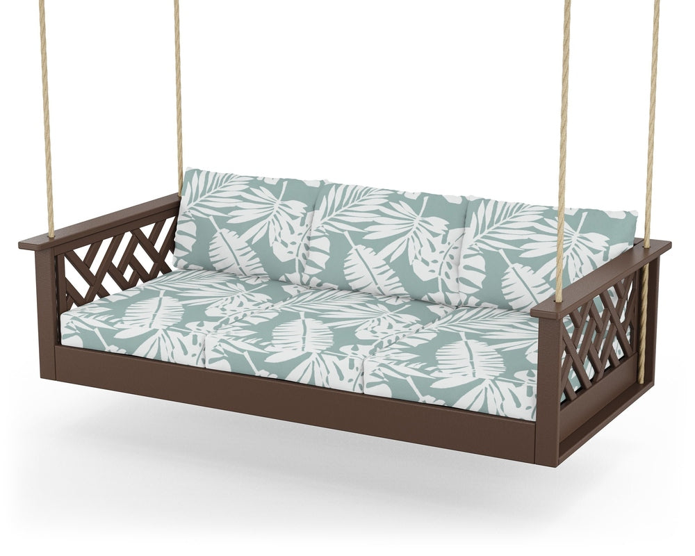 Chippendale Daybed Swing - Mahogany / Leaf Glacier Spa