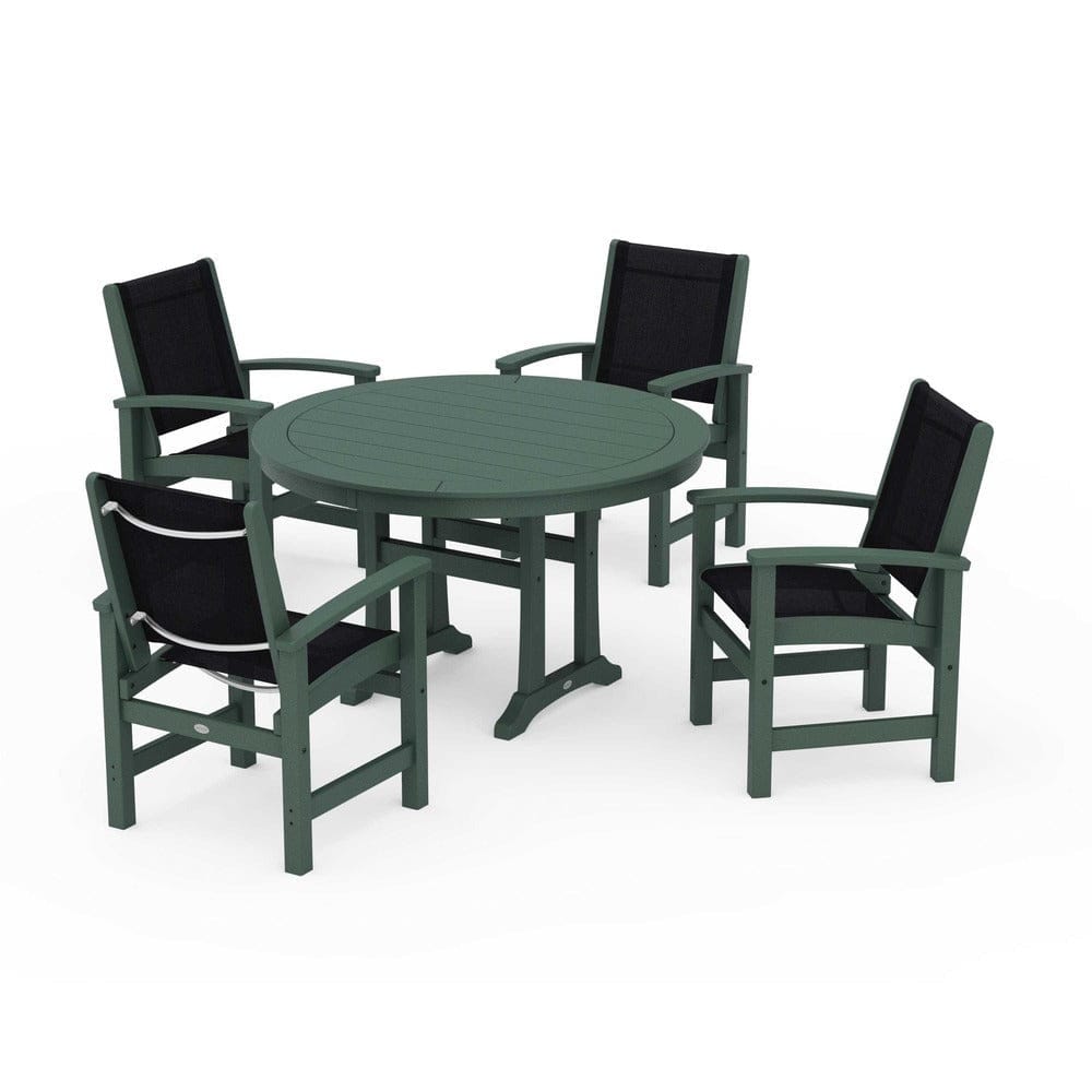 POLYWOOD® - Coastal 5-Piece Round Dining Set with Trestle Legs - PWS1119