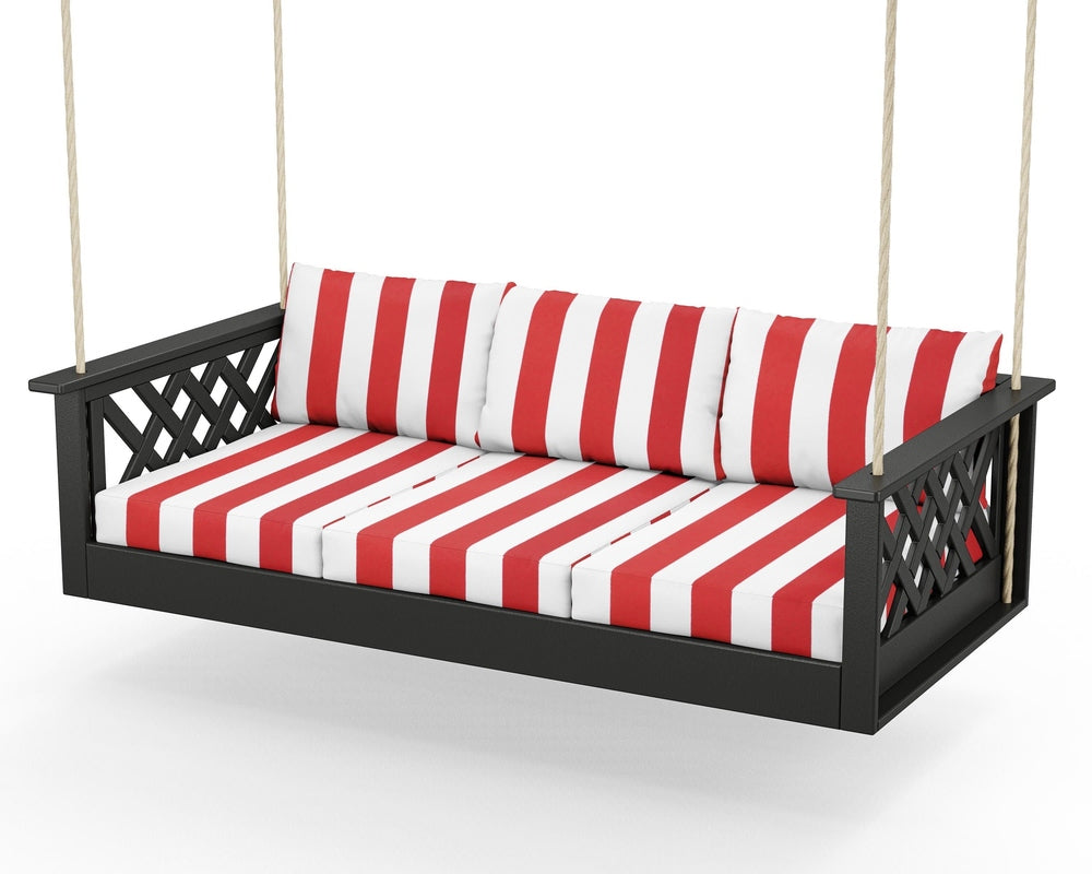 Wovendale Daybed Swing - Black / Cabana Stripe Crimson