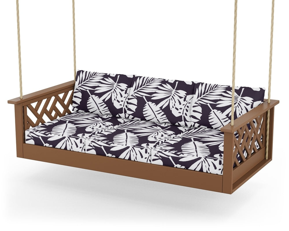 Chippendale Daybed Swing - Teak / Leaf Navy