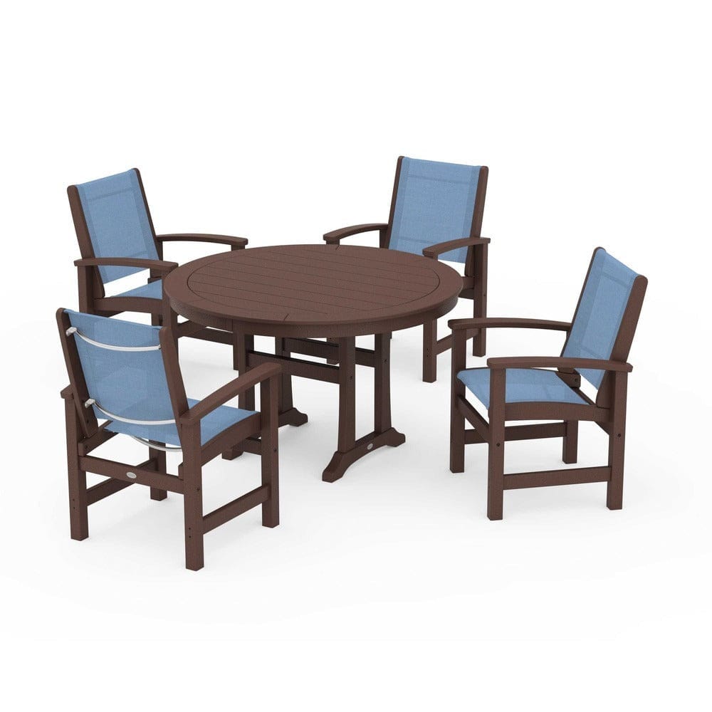 POLYWOOD® - Coastal 5-Piece Round Dining Set with Trestle Legs - PWS1119
