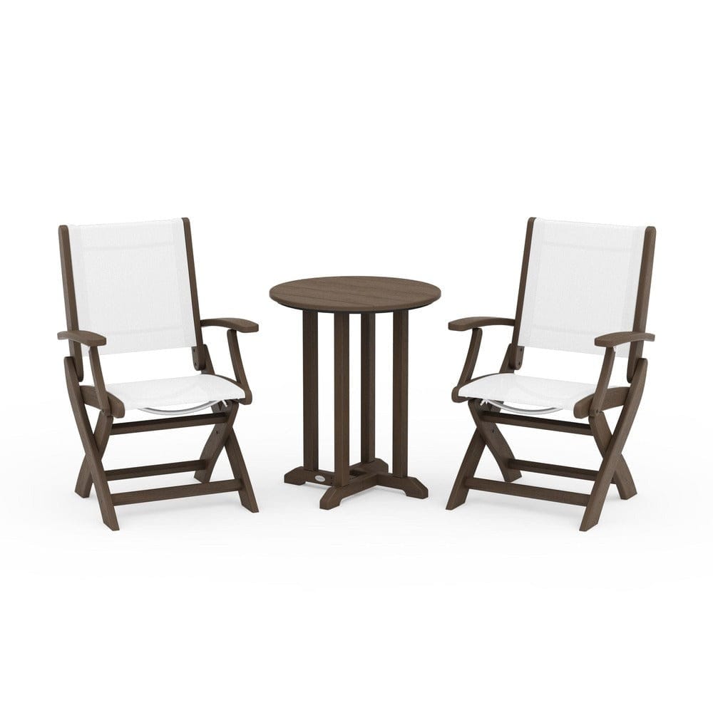 POLYWOOD® - Coastal Folding 3-Piece Round Bistro Dining Set - PWS1295
