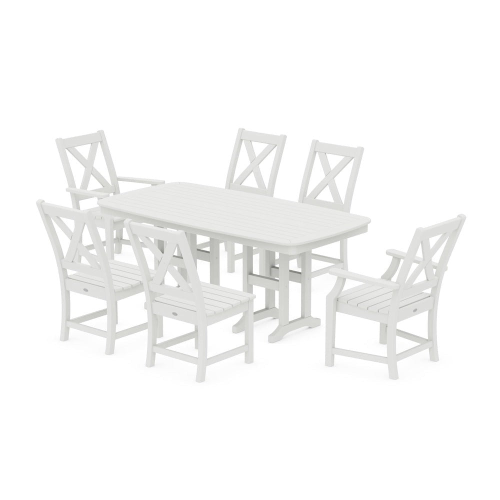 POLYWOOD® Braxton 7-Piece Dining Set - Vintage White PWS1258-1-VWH