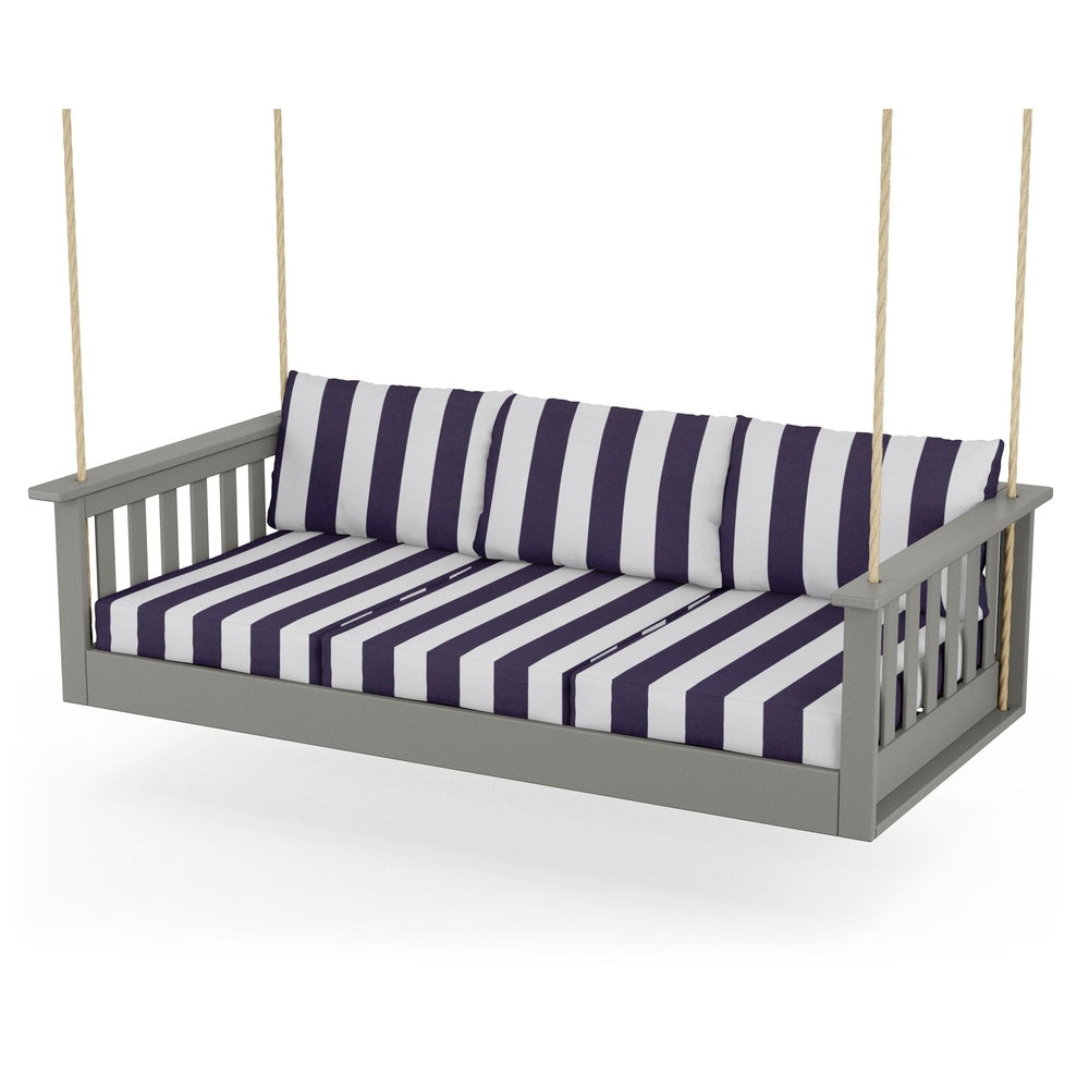 Vineyard Daybed Swing - Slate Grey / Cabana Stripe Navy