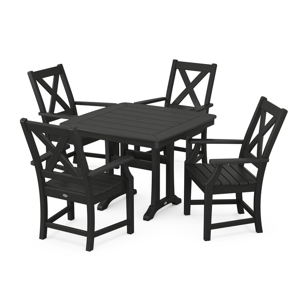 POLYWOOD® Braxton 5-Piece Dining Set with Trestle Legs - Black PWS960-1-BL