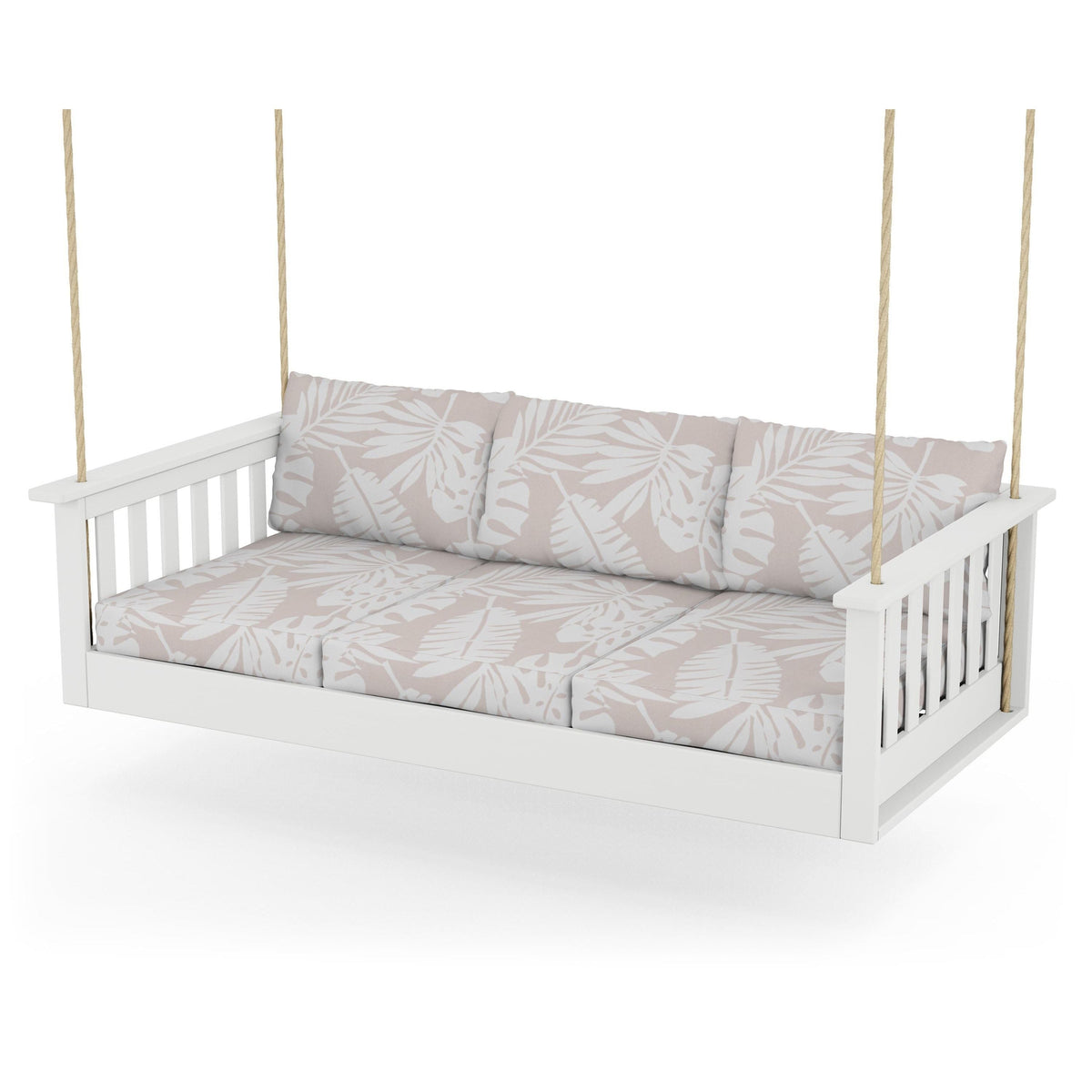 Vineyard Daybed Swing - White / Leaf Dune Burlap