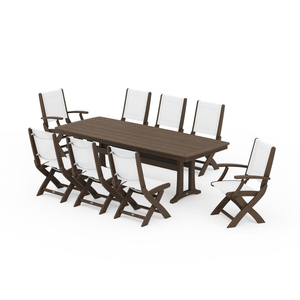 POLYWOOD® - Coastal Folding 9-Piece Dining Set with Trestle Legs - PWS1501