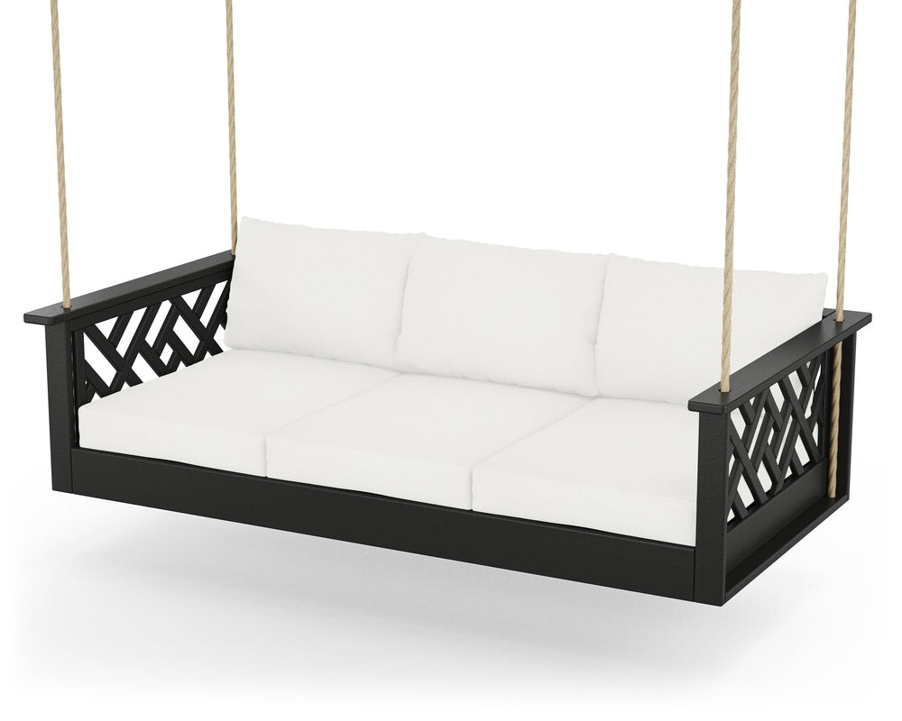 Chippendale Daybed Swing - Black / Natural Linen