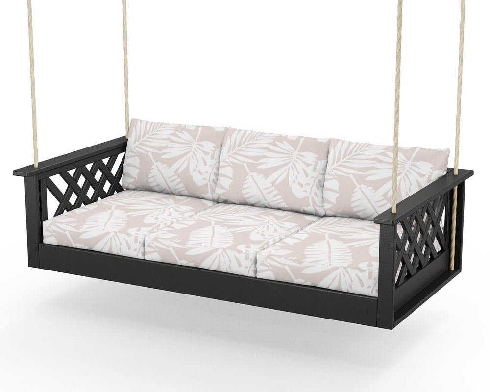 Wovendale Daybed Swing - Black / Leaf Dune Burlap