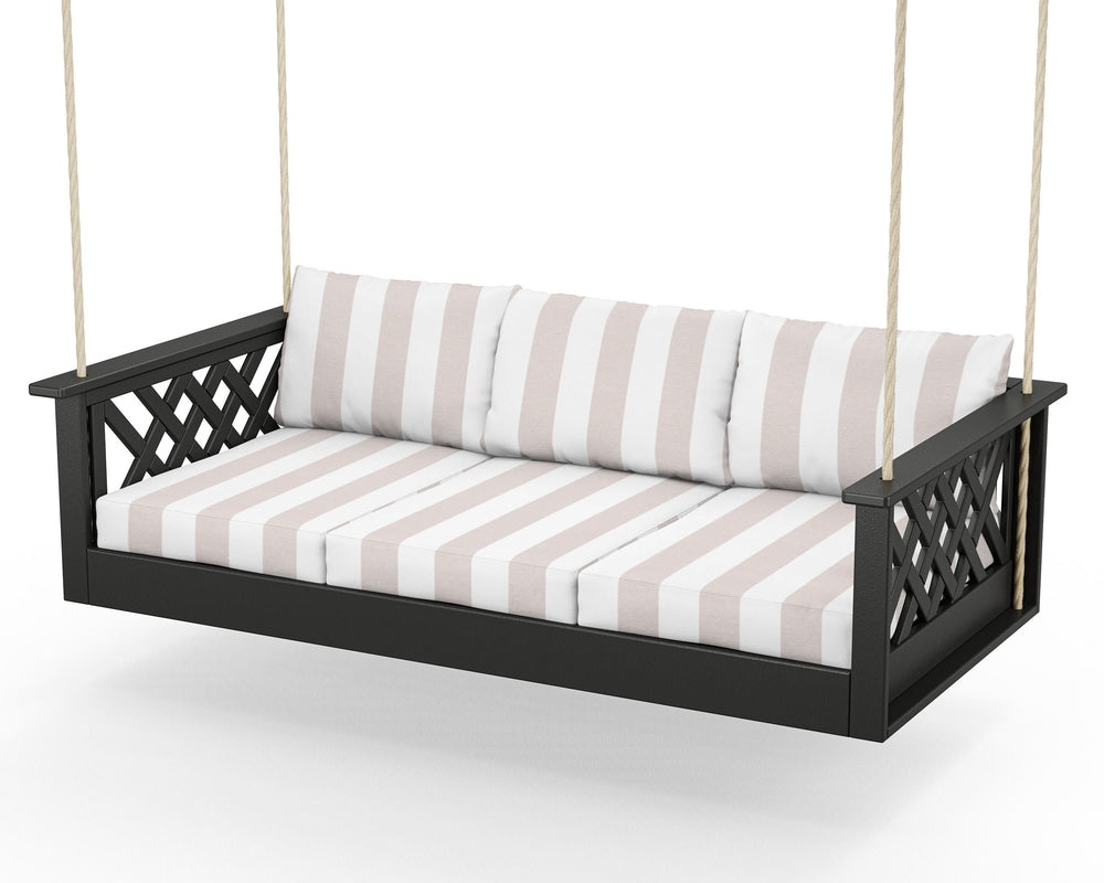 Wovendale Daybed Swing - Black / Cabana Stripe Dune Burlap