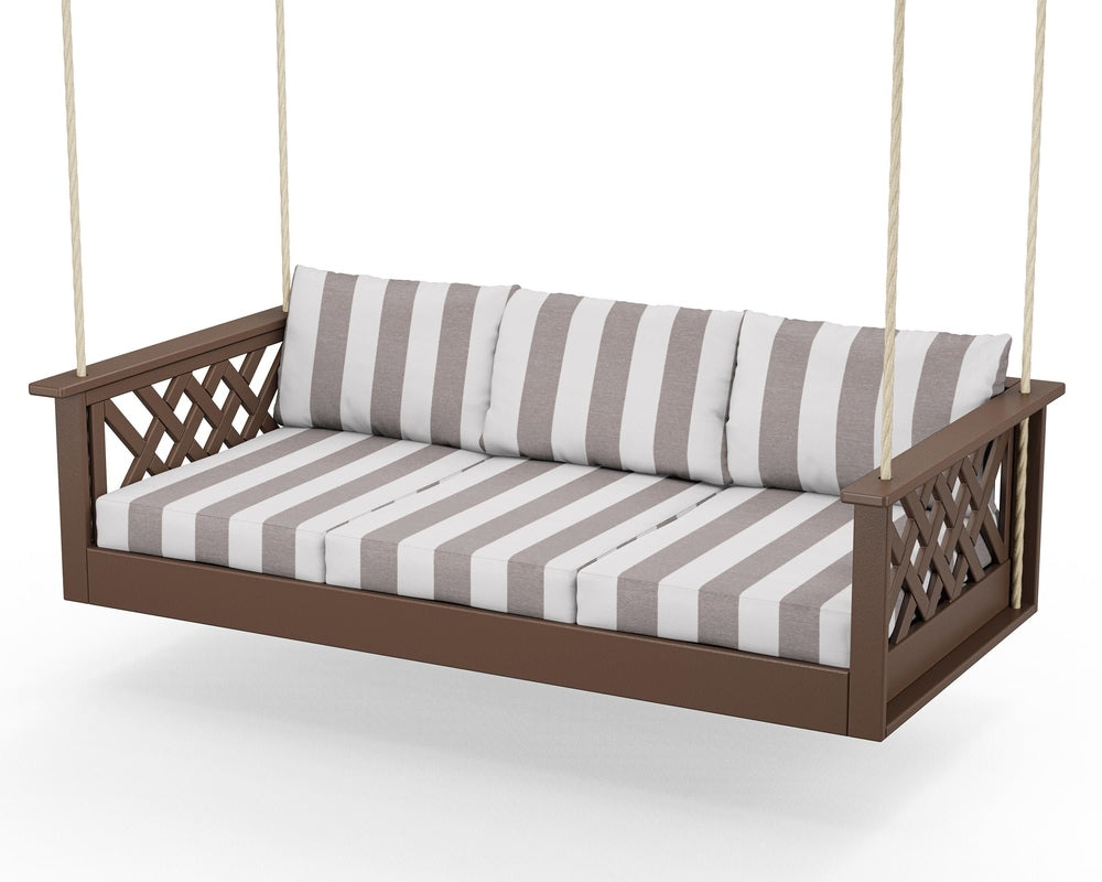 Wovendale Daybed Swing - Mahogany / Cabana Stripe Grey Mist