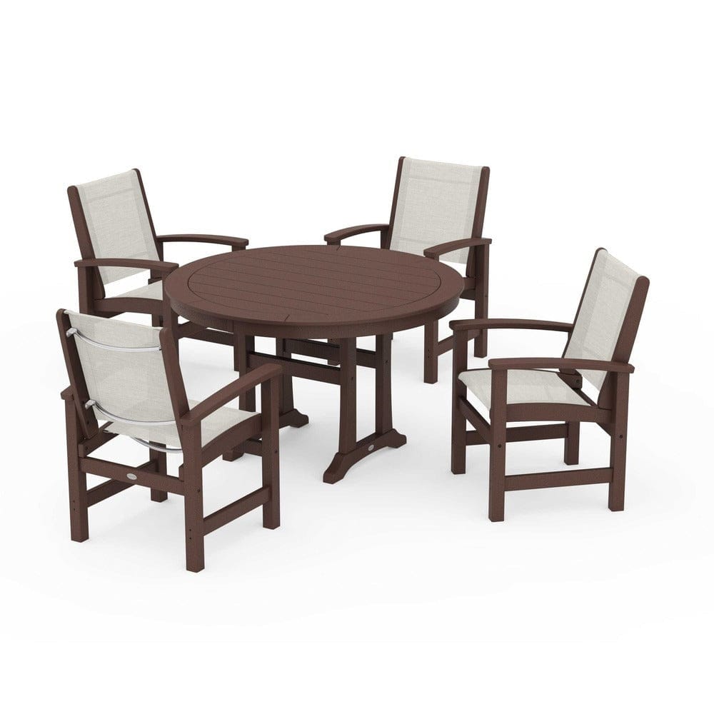 POLYWOOD® - Coastal 5-Piece Round Dining Set with Trestle Legs - PWS1119