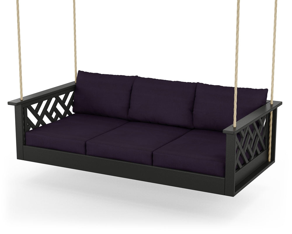 Chippendale Daybed Swing - Black / Navy Linen