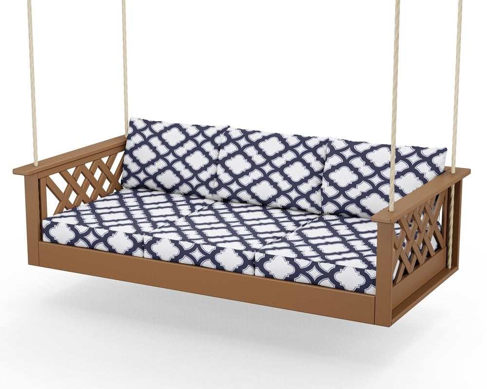 Wovendale Daybed Swing - Teak / Trellis Navy